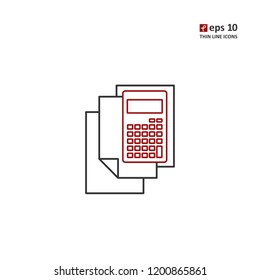 Calculator - vector thin line icon on white background. Symbol for web, infographics, print design and mobile UX/UI kit. Vector illustration, EPS10.
