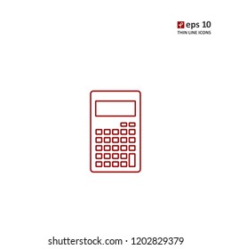 Calculator - vector thin line icon on white background. Symbol for web, infographics, print design and mobile UX/UI kit. Vector illustration, EPS10.