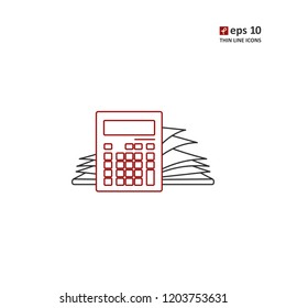 Calculator - vector thin line icon on white background. Symbol for web, infographics, print design and mobile UX/UI kit. Vector illustration, EPS10.