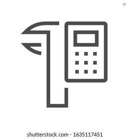 Calculator and vernier caliper vector icon design for engineering design concept.