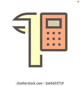 Calculator and vernier caliper vector icon design for engineering design concept.,  48X48 pixel perfect and editable stroke.