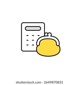 Calculator and wallet simple vector icon illustration material