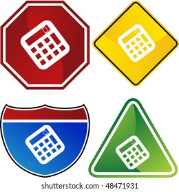 Calculator web button isolated on a background