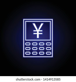 calculator yuan icon in neon style. Element of finance illustration. Signs and symbols icon can be used for web, logo, mobile app, UI, UX