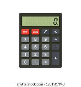 Calculator with zero number and set of digits. Vector illustration isolated on white background.