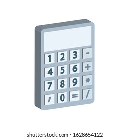 Calculator.3d vector illustration and isometric view.