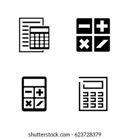 Calculators. Simple Related Vector Icons Set for Video, Mobile Apps, Web Sites, Print Projects and Your Design. Black Flat Illustration on White Background.