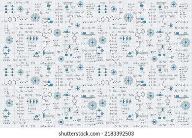 Calculus Equations, Algebra, Organic Chemistry, Chemical Reactions, Chemical Elements, Physics, Rectilinear Motion, Electromagnetism, Energy On A Science And Engineering Grid Background