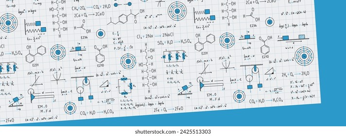 Calculus Equations, Algebra, Organic Chemistry, Chemical Reactions, Chemical Elements, Physics, Rectilinear Motion, Statics, Electromagnetism, Frictional Force, Energy, with Grid Sheet