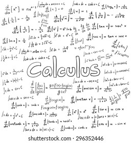 Calculus Law Theory And Mathematical Formula Equation, Doodle Handwriting Icon In White Isolated Background With Hand Drawn Model, Create By Vector
