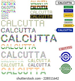 Calcutta (Kolkata) text design set