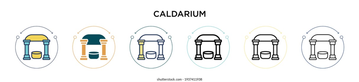 Caldarium icon in filled, thin line, outline and stroke style. Vector illustration of two colored and black caldarium vector icons designs can be used for mobile, ui, web