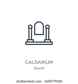 Caldarium icon. Thin linear caldarium outline icon isolated on white background from sauna collection. Line vector sign, symbol for web and mobile
