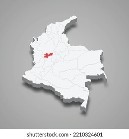 Caldas region location within Colombia 3d isometric map