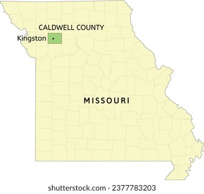 Caldwell County and city of Kingston location on Missouri state map