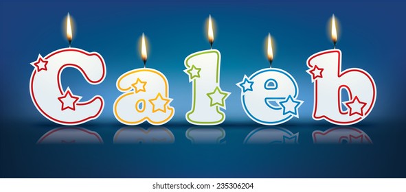 CALEB written with burning candles - vector illustration