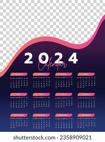 Diseño De Plantilla Caledar Para 2024