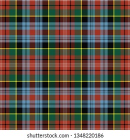 Caledonia ancient tartan. Element for the seamless construction of a pattern for a traditional Scottish tartan of Cameron's clan, seamless pattern for fabric, kilts, skirts, plaids