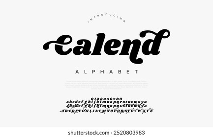 Calend tipografia beleza moda elegante minimalista serif italic fontes decorativo casamento vintage retro logos. Logotipo de fonte de luxo mínimo alfabeto. Ilustração vetorial