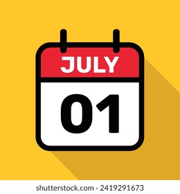 Calendar 01 July Vector illustration background design.