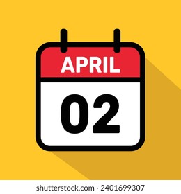 Calendar 02 April Vector illustration background design.