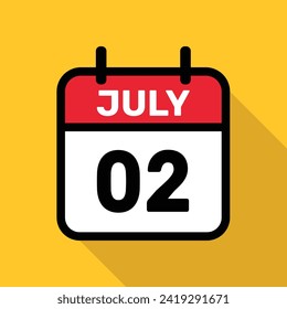 Calendar 02 July Vector illustration background design.