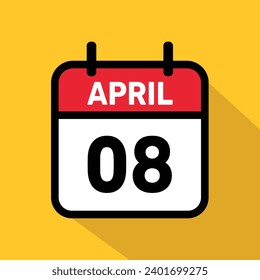Calendar 08 April Vector illustration background design.