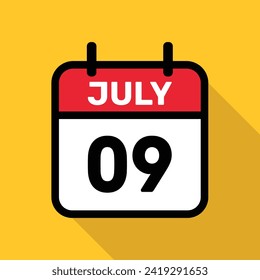 Calendar 09 July Vector illustration background design.