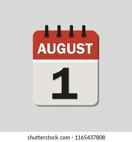 The calendar. 1 August. Vector illustration. Flat design for business financial marketing banking web concept cartoon illustration.