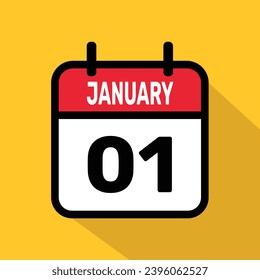 Calendar 1 January Vector illustration background design.