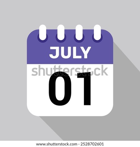 calendar 1 july icon Vector Illustration background.