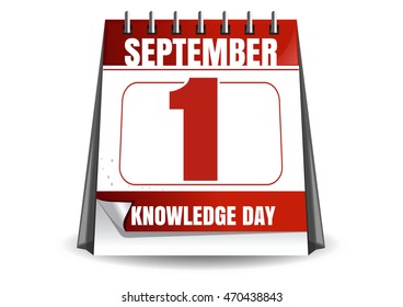 Calendar. 1 September. Knowledge Day. Back to school. Vector illustration isolated on white background
