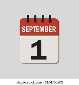 
The calendar. 1 September. Vector illustration. Flat design for business financial marketing banking web concept cartoon illustration.