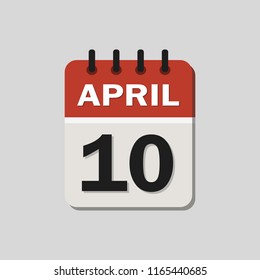 
The calendar. 10 April. Vector illustration. Flat design for business financial marketing banking web concept cartoon illustration.