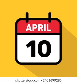 Calendar 10 April Vector illustration background design.