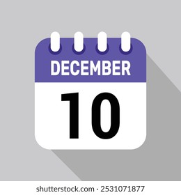 calendar 10 december icon vector date illustration background design.