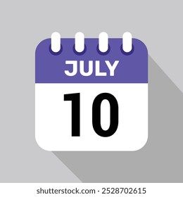 Fondo de Ilustración vectorial de iconos de calendario 10 de julio.
