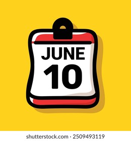 Calendar 10 June Vector icon illustration background design.