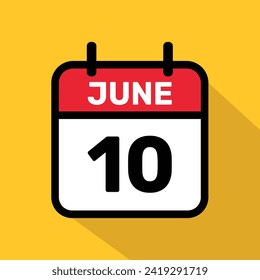 Calendar 10 June Vector illustration background design.