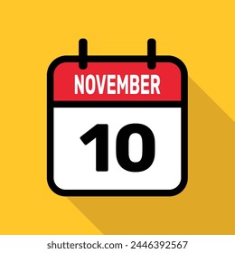 Calendar 10 November Vector illustration background design.
