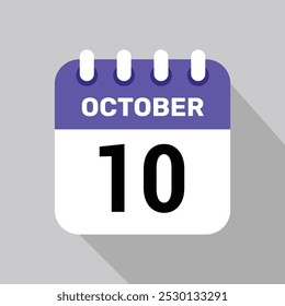 calendar 10 october icon vector page illustration background design paper.