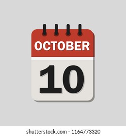 
The calendar. 10 October. Vector illustration. Flat design for business financial marketing banking web concept cartoon illustration.