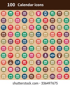 calendar 100 icons universal set for web and mobile
