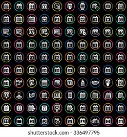 calendar 100 icons universal set for web and mobile

