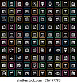 calendar 100 icons universal set for web and mobile

