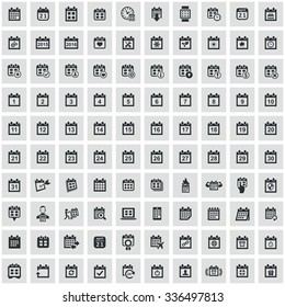 calendar 100 icons universal set for web and mobile
