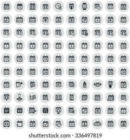calendar 100 icons universal set for web and mobile
