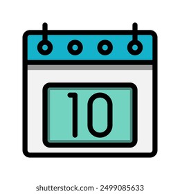 Calendar 10st date color linear icon. time, event, schedule and business symbols icons. Suitable for websites, UI, interfaces and mobile applications.