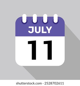 Fondo de Ilustración vectorial de iconos de calendario 11 julio.