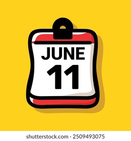 Calendario 11 junio Vector icono ilustración diseño de fondo.